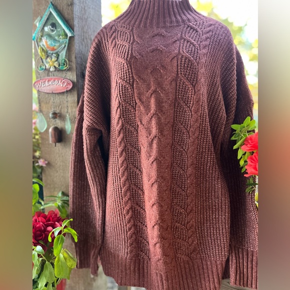 Maurices Sweaters - Maurices Oversized Soft Cinnamon Rose Mock Long Sleeve Pullover Sweater XL